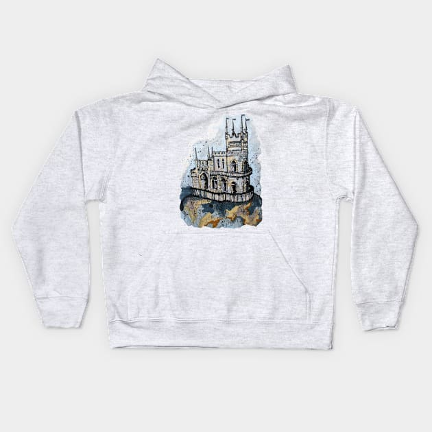 Castle Swallow's Nest Kids Hoodie by Kuhtina